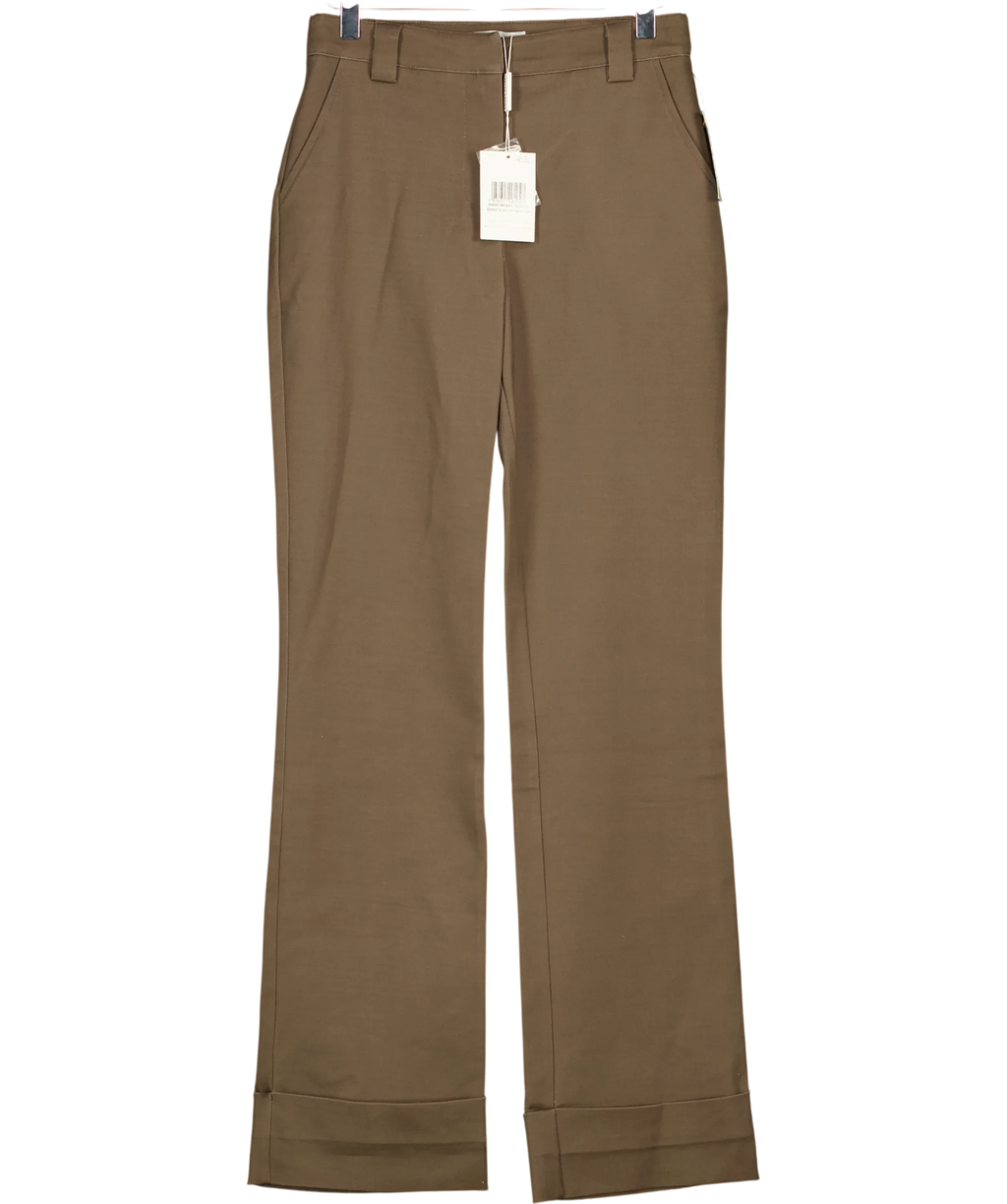 PRETTY LAVISH Brown EDDIE TURN UP TROUSER, size UK 8 — front