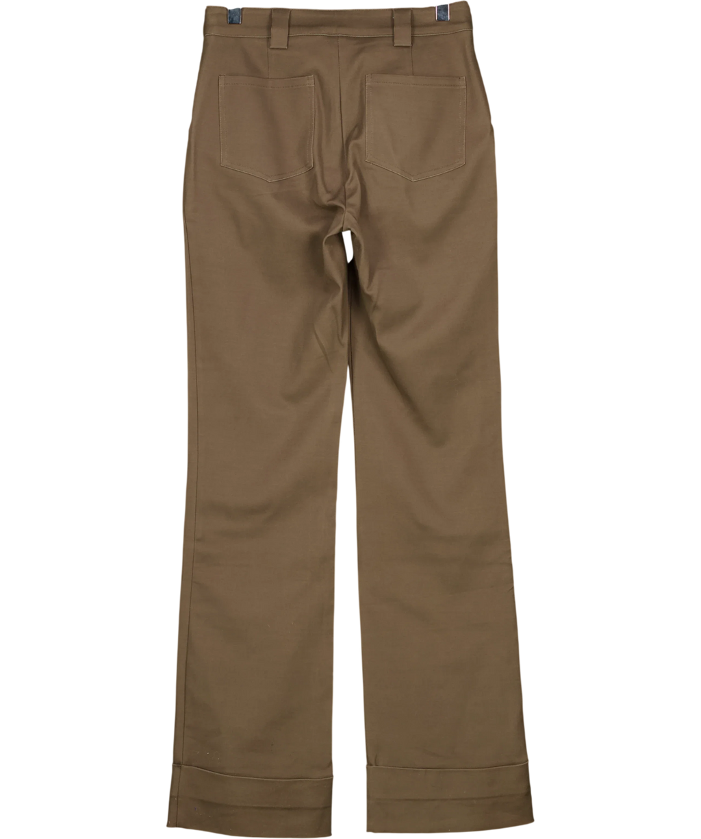 PRETTY LAVISH Brown EDDIE TURN UP TROUSER, size UK 8 — back