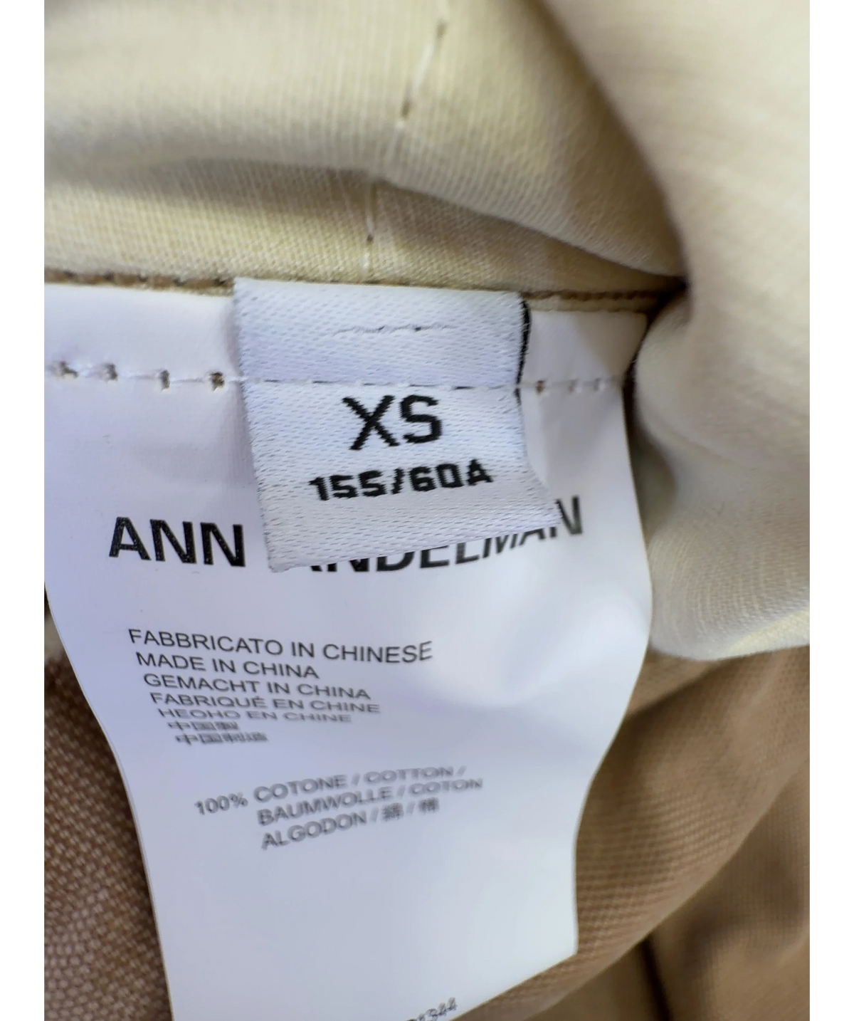 ANN ANDELMAN Beige convertible zip-off cargo trousers, size UK XS — care label