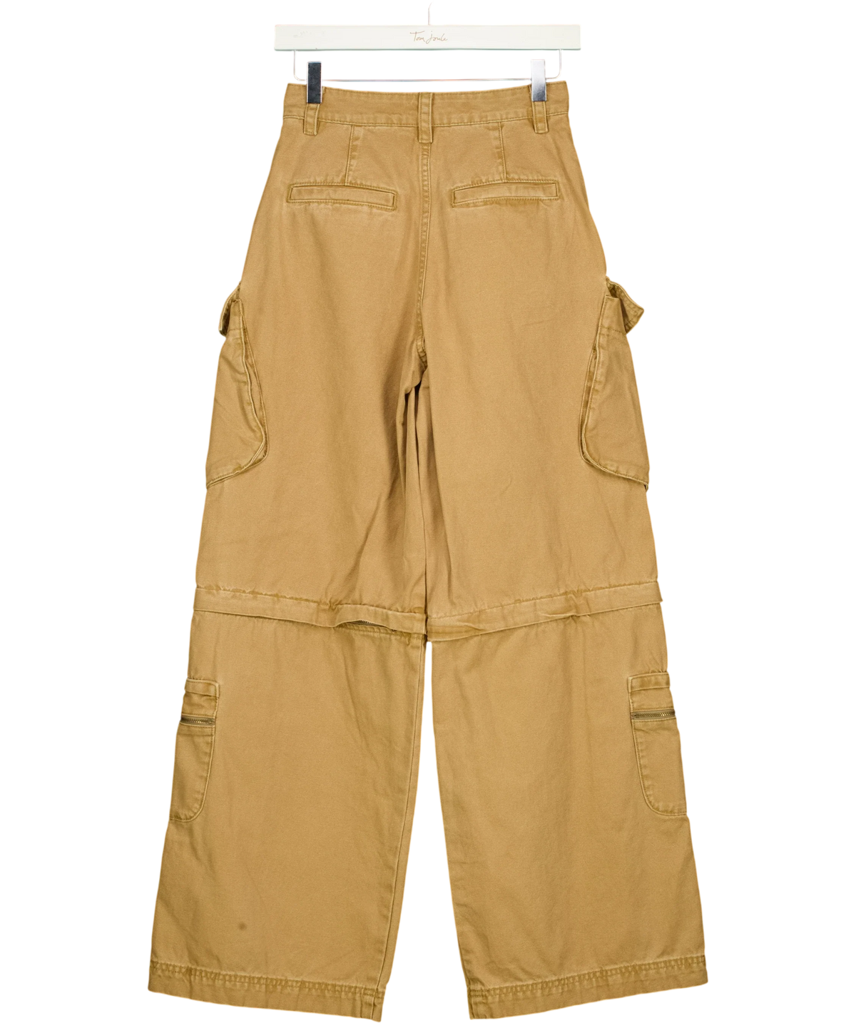ANN ANDELMAN Beige convertible zip-off cargo trousers, size UK XS — back