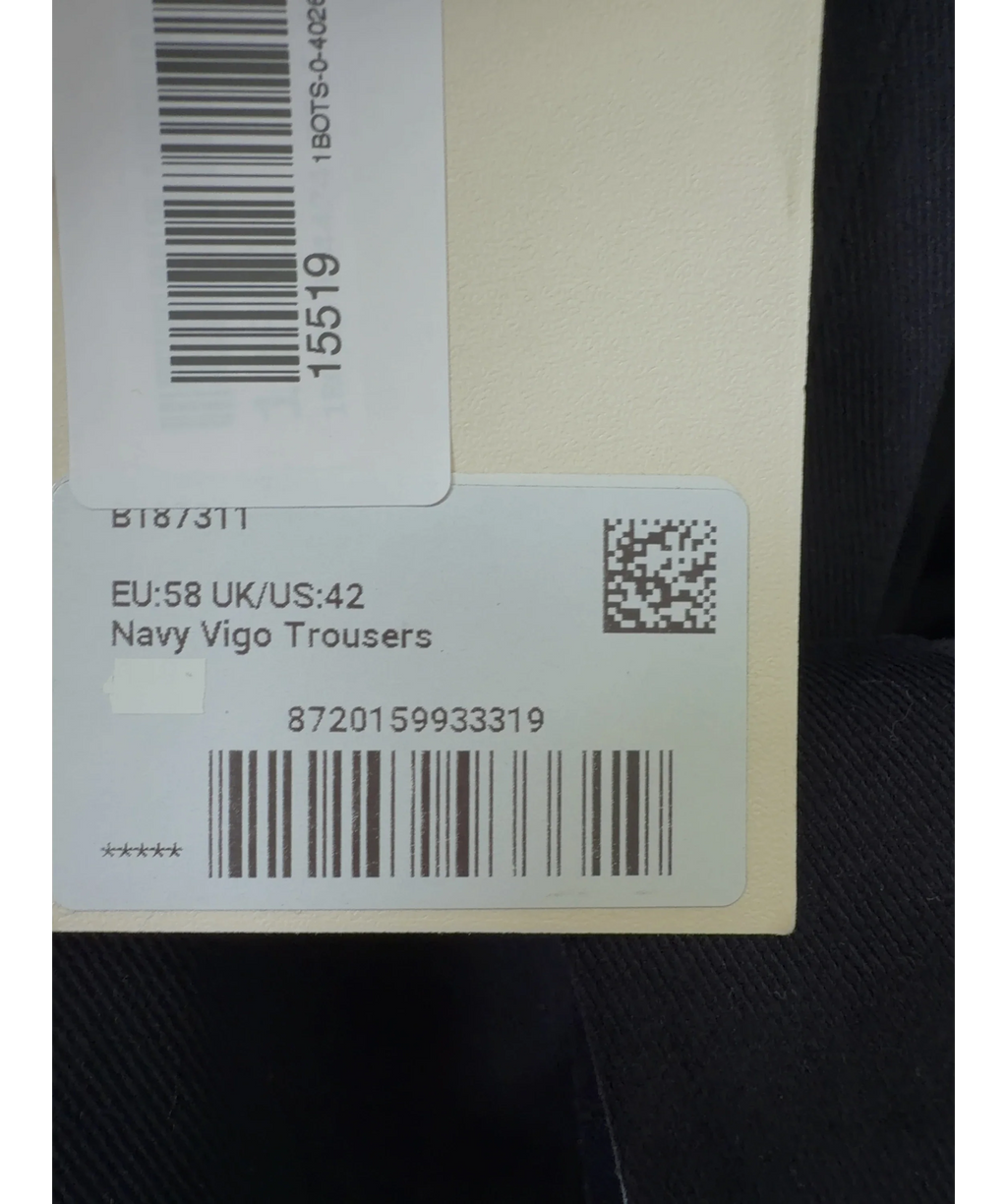 SuitSupply navy Navy Vigo Trousers, size UK 42" CHEST — care label