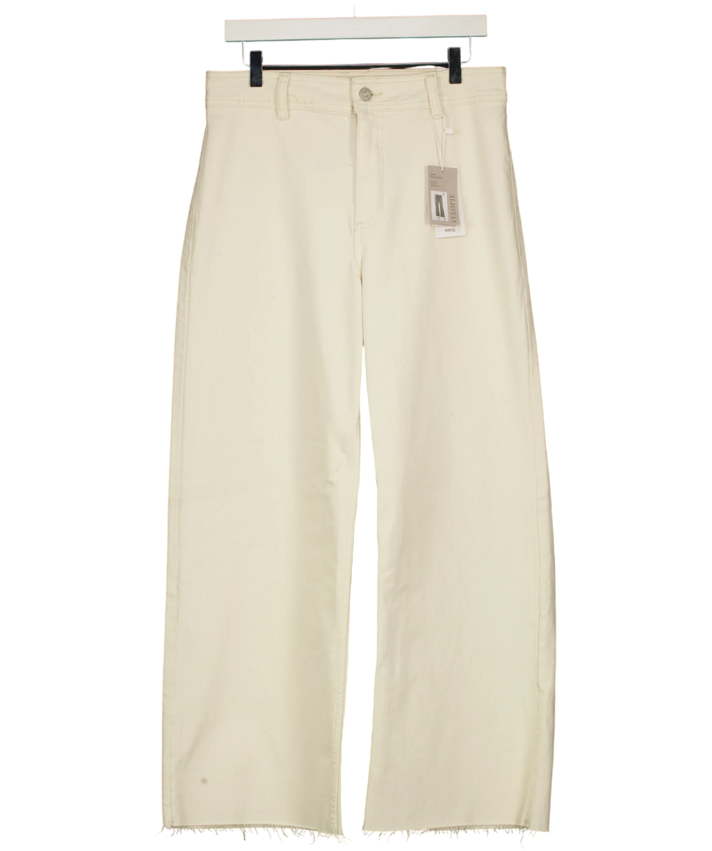 MANGO off-white Catherin High Waist Culotte Jeans, size UK 14 — front