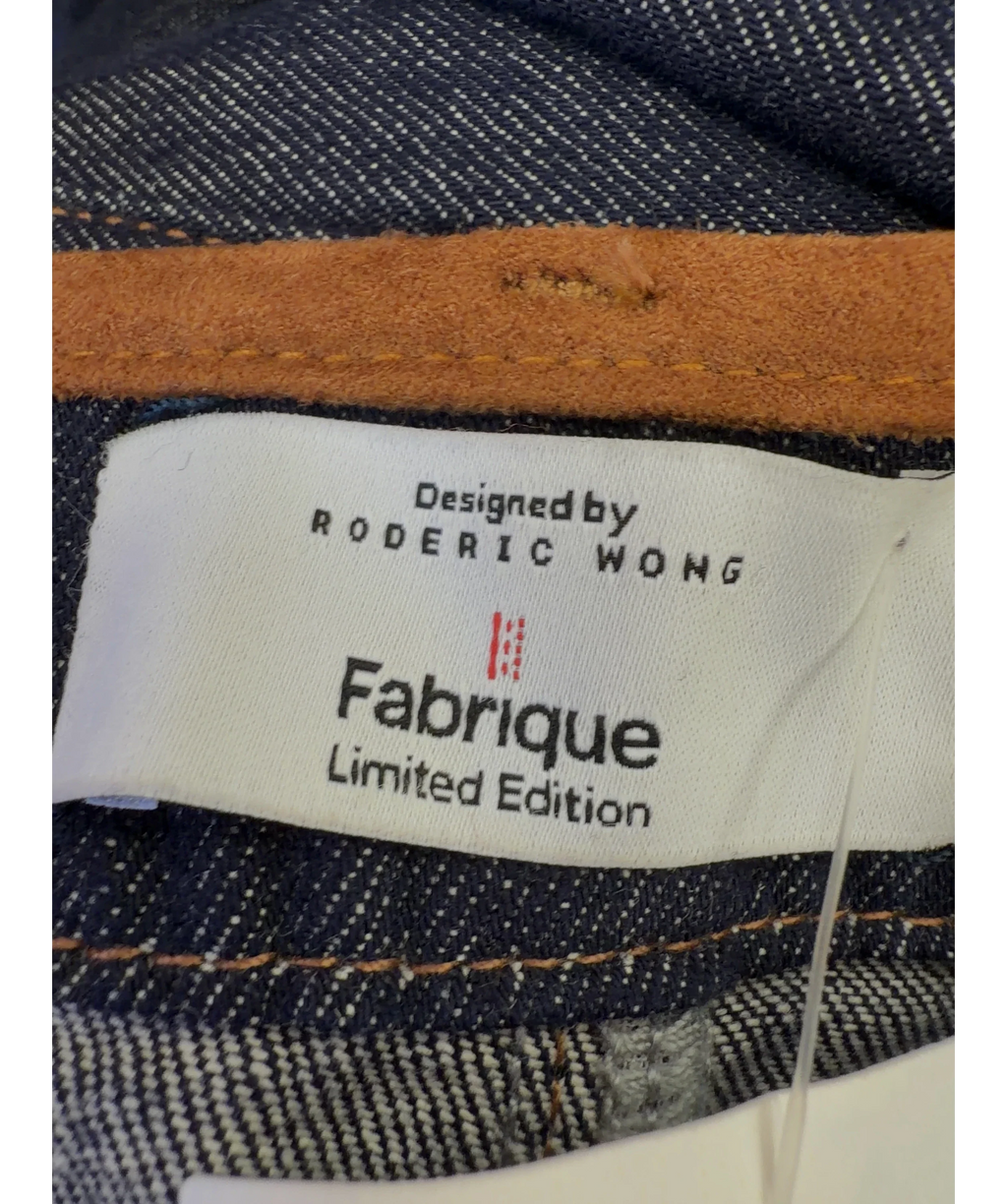 Fabrique Blue Liberty Two-Tone Zip-Pocket Jeans, size UK S — detail