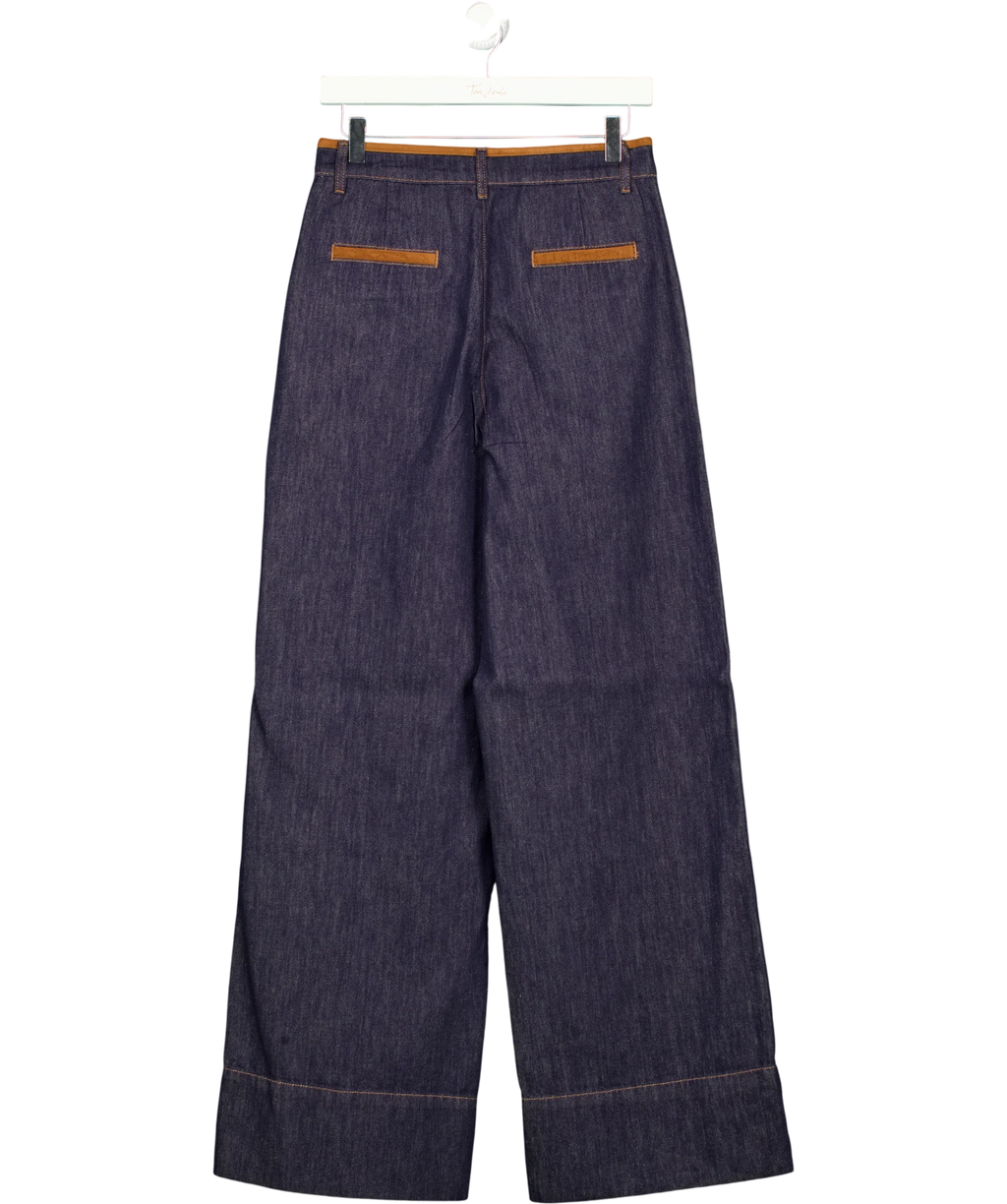 Fabrique Blue Liberty Two-Tone Zip-Pocket Jeans, size UK S — back