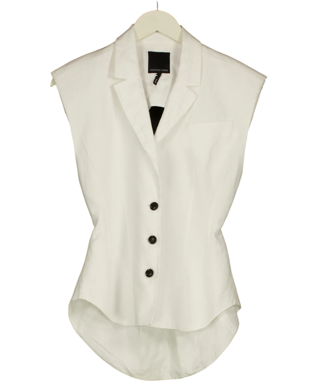 Marissa Webb White Enzo Linen Open Back Vest, size UK S — front