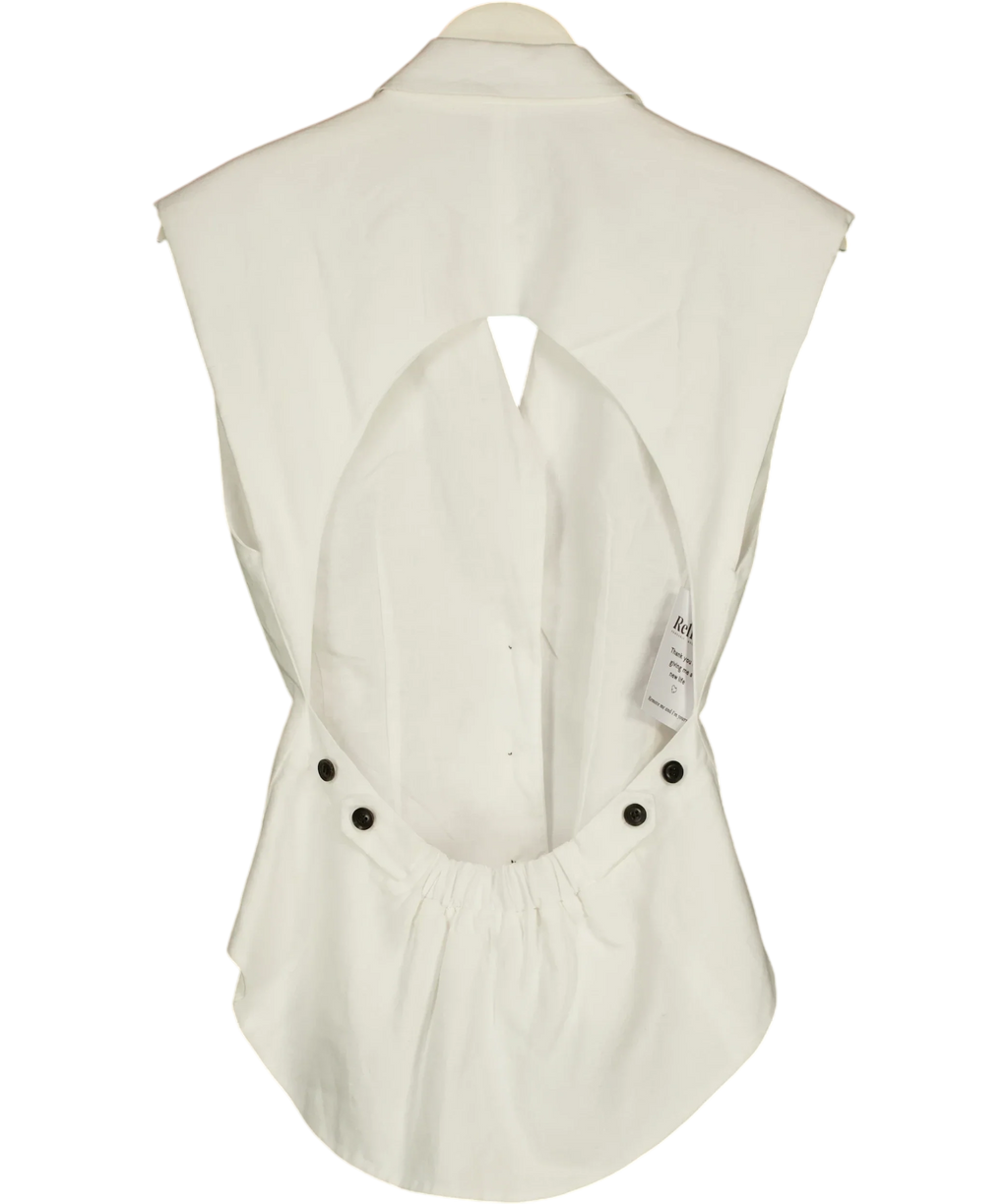 Marissa Webb White Enzo Linen Open Back Vest, size UK S — back