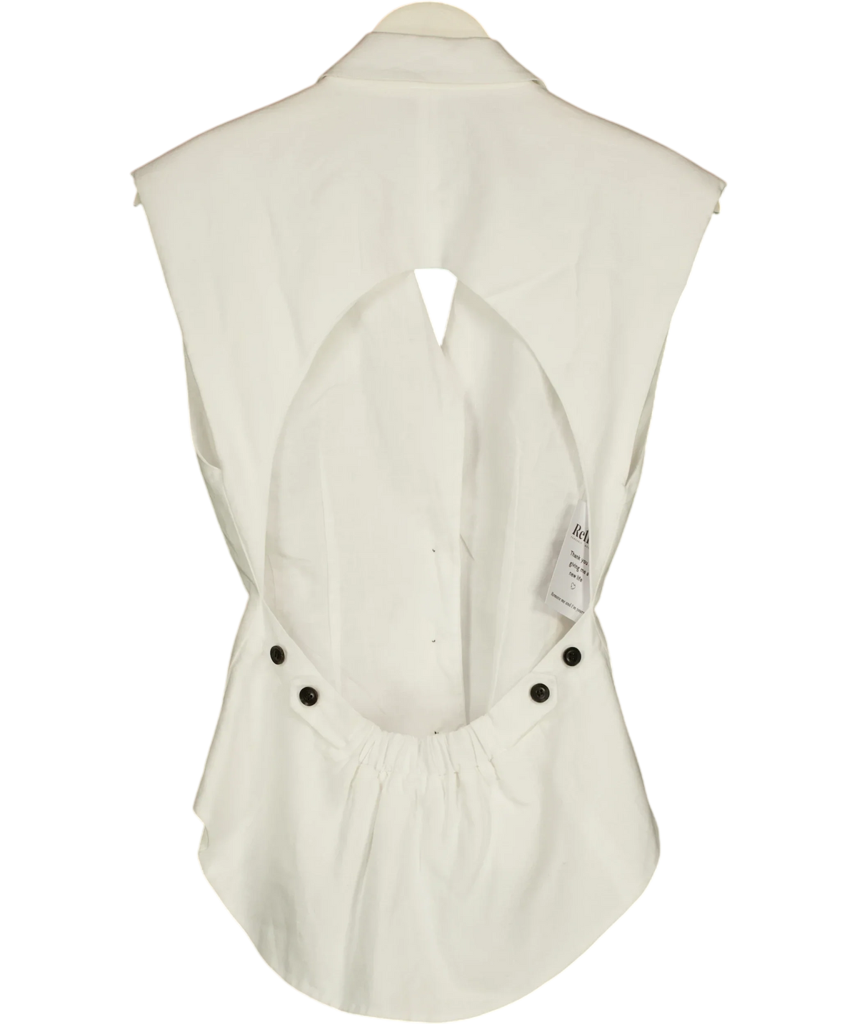 Marissa Webb White Enzo Linen Open Back Vest, size UK S — back