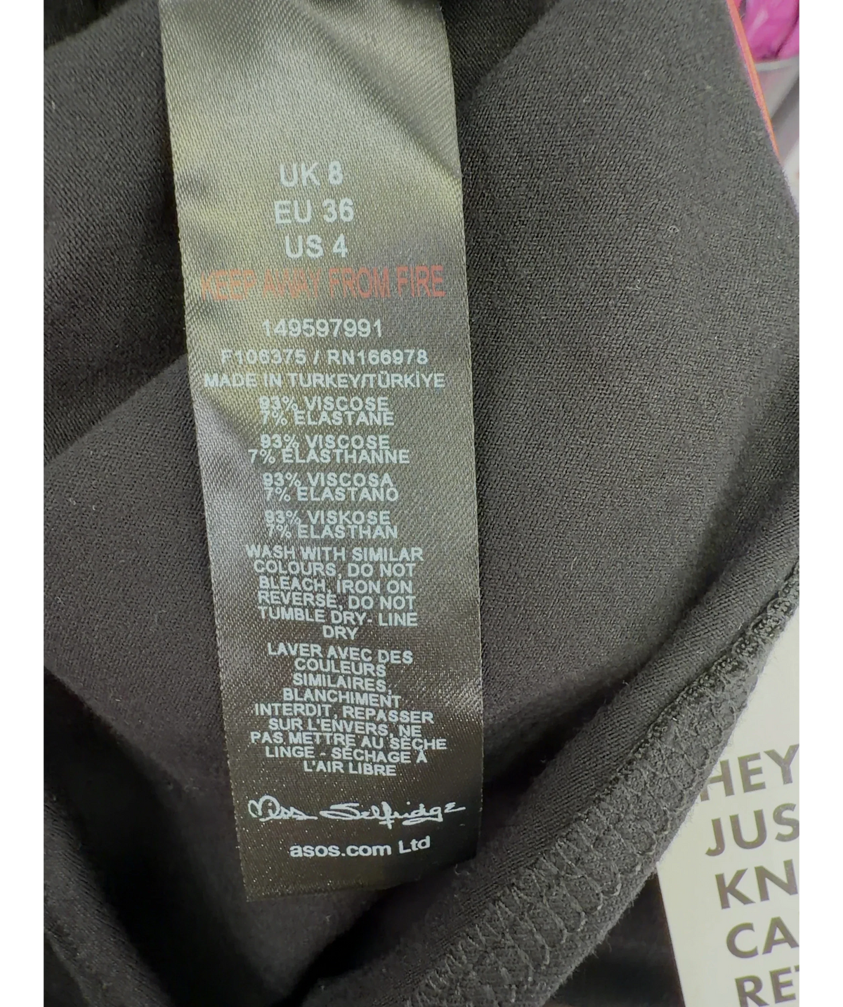 Miss Selfridge Black Colour, size UK 8 — care label