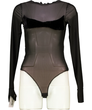 Sami Miro Vintage Mesh Bodysuit Black Velvet UK M