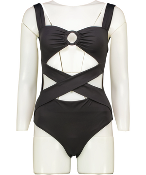 Evarae Black Ring Swimsuit UK 10