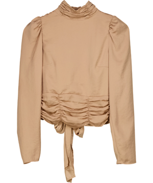 Gina Tricot Liv Open Back Top Beige Blouse UK 8