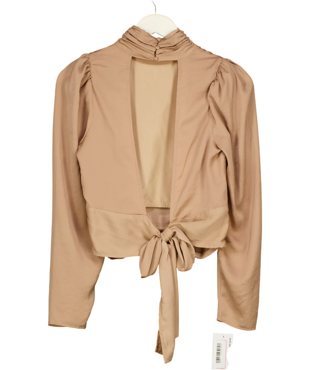 GINA TRICOT Beige Liv open back top, size UK 8 — back