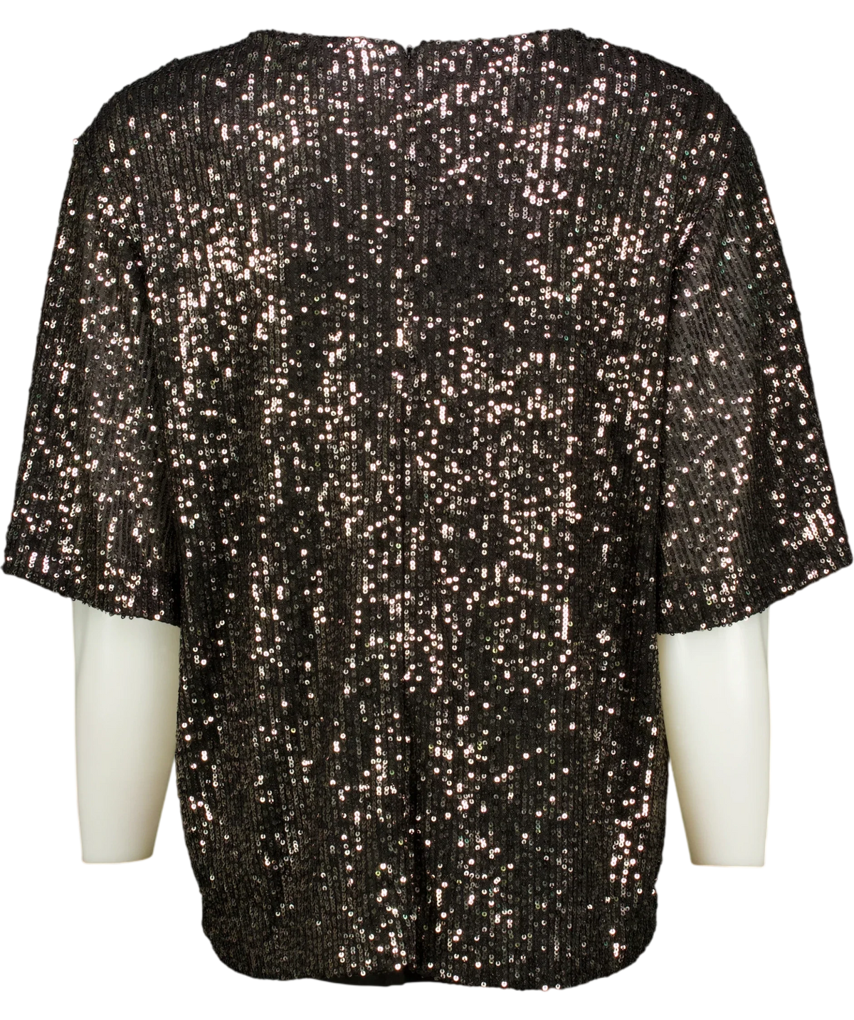 The White Company Grey Sequin Jersey T-Shirt, size UK 12 — back