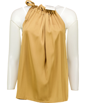 Choklate Satin Halter Top Beige One Size