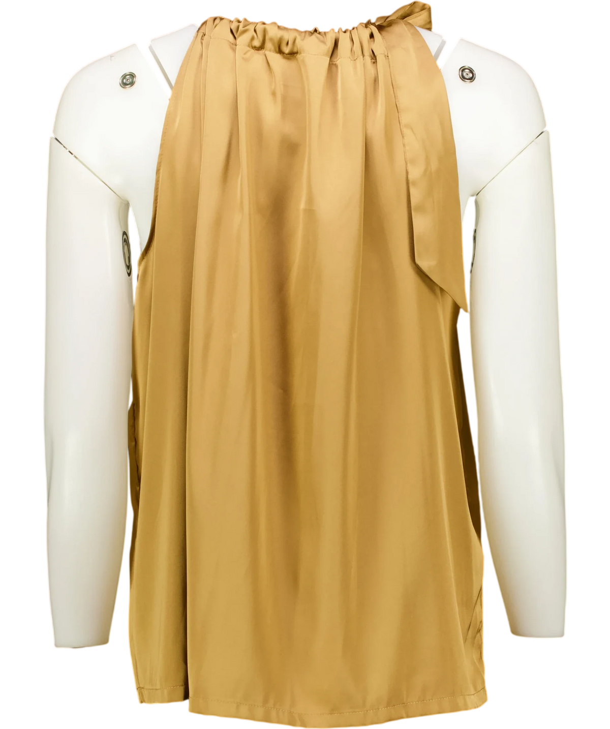 Choklate camel satin halter top — back