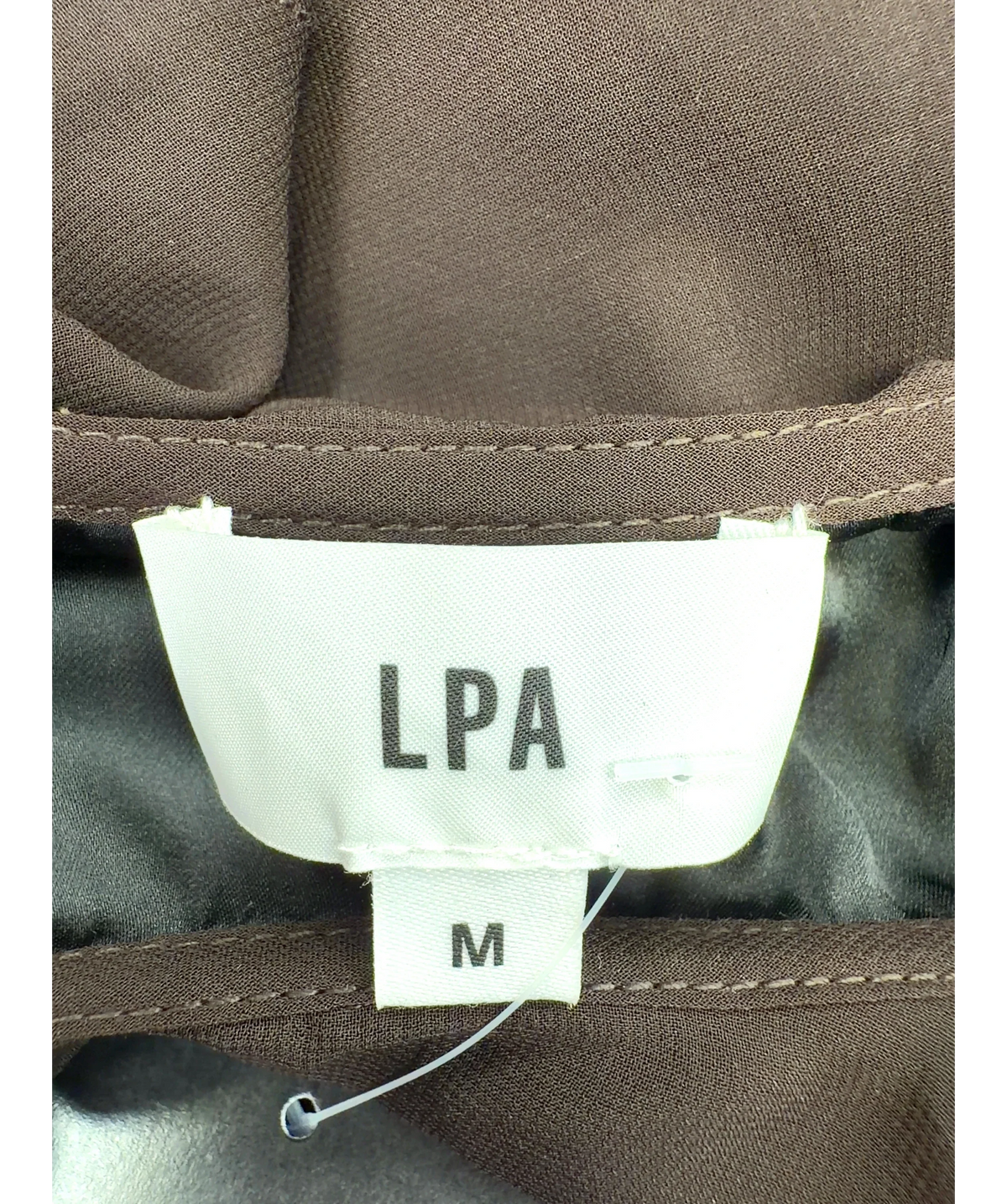 LPA Brown chiffon asymmetrical ruffle tank top / cami, size UK M — care label