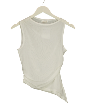 Kookai White Sheer Mesh Ruched Tank Top UK 8