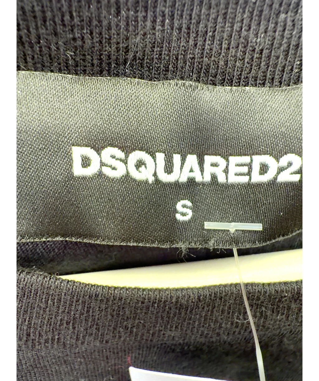 DSQUARED2 Black Black Red Logo Slouch Fit T-Shirt, size UK S — care label