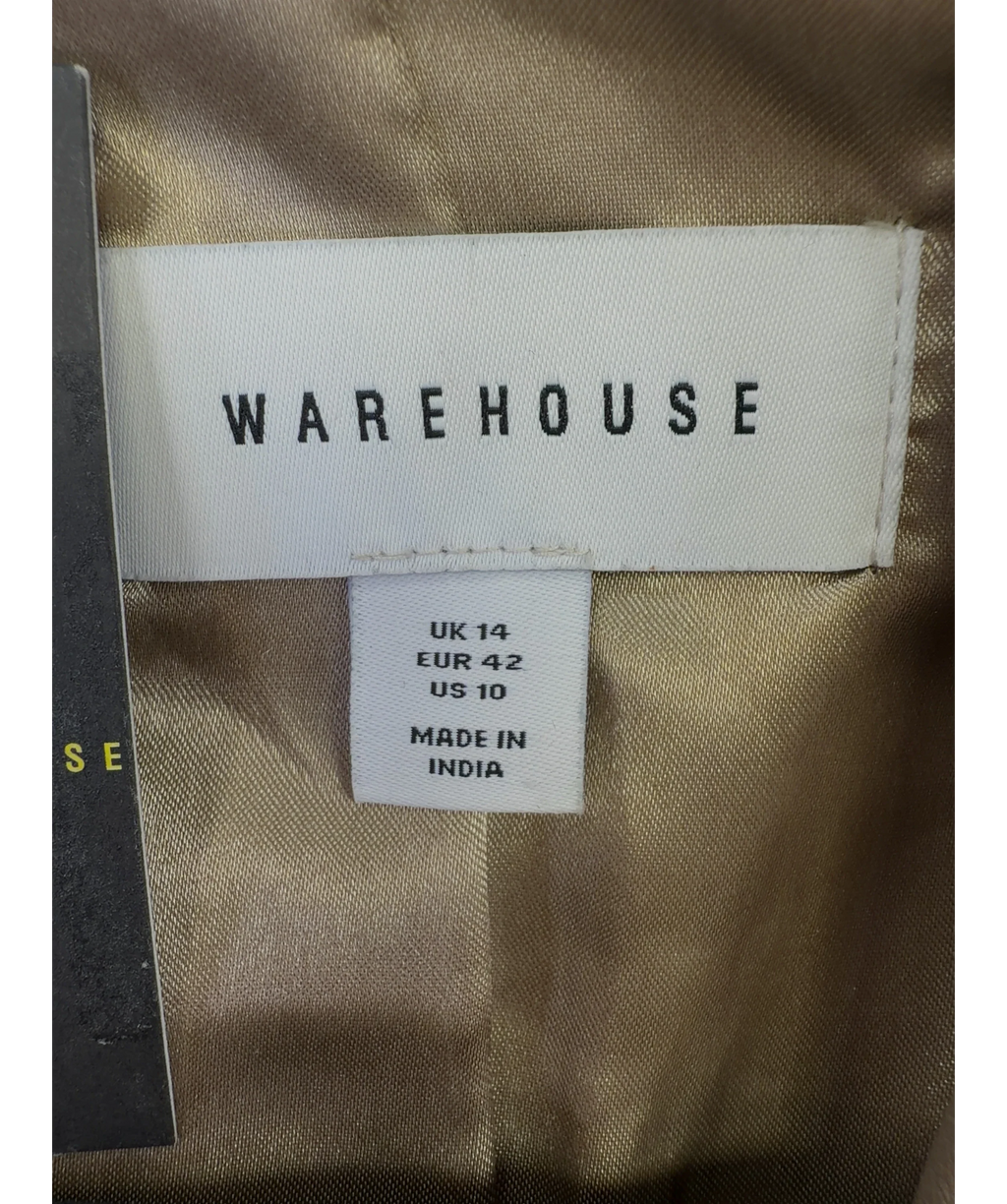 Warehouse Beige Double Breasted Relaxed Blazer, size UK 14 — care label