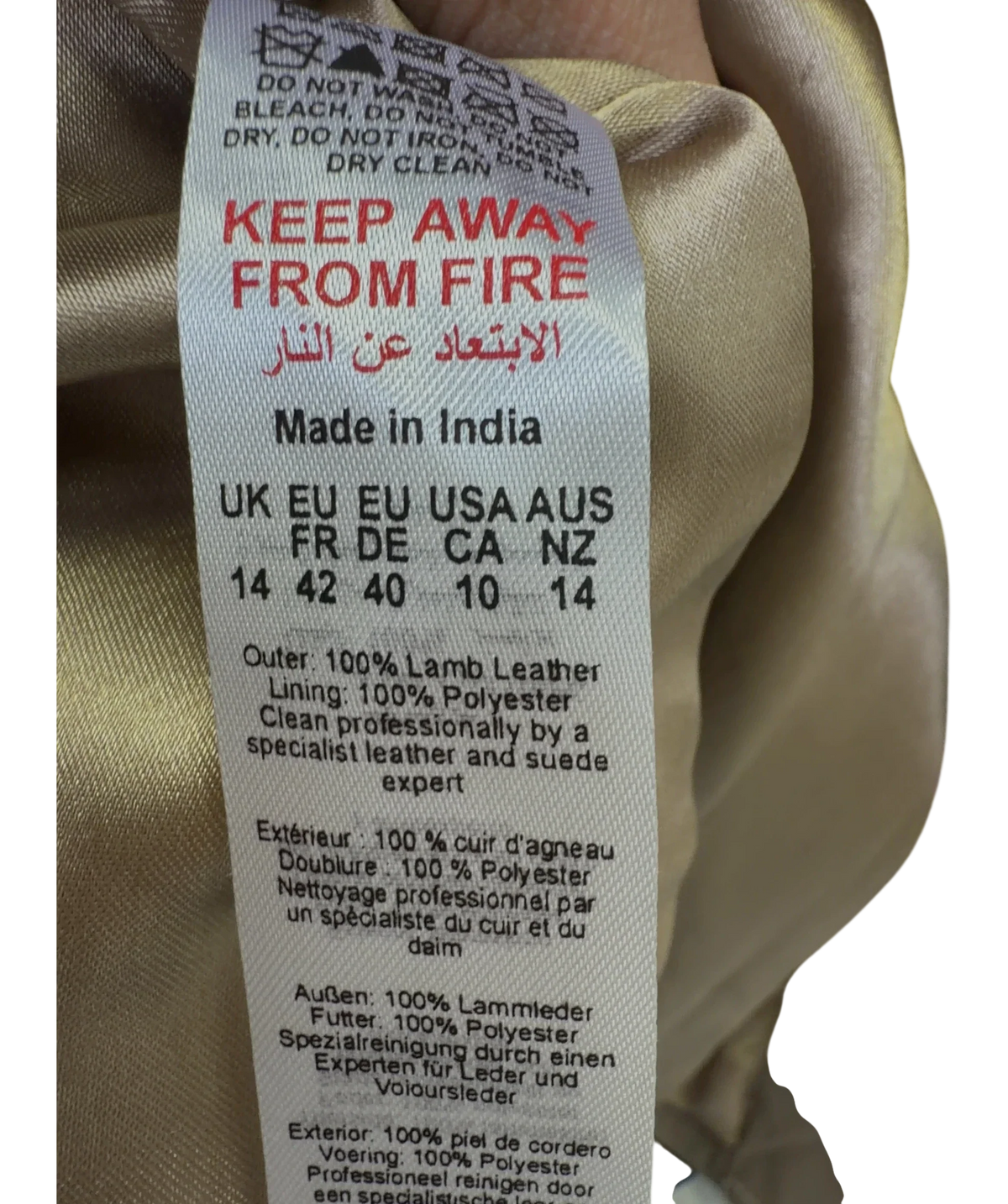 Warehouse Beige Double Breasted Relaxed Blazer, size UK 14 — fabric detail