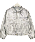 AGOLDE Charli Oversize Denim Jacket Blue  / Metallic UK S — Front