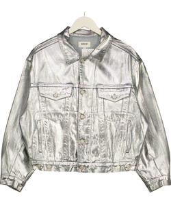 AGOLDE Charli Oversize Denim Jacket Blue  / Metallic UK S — Front
