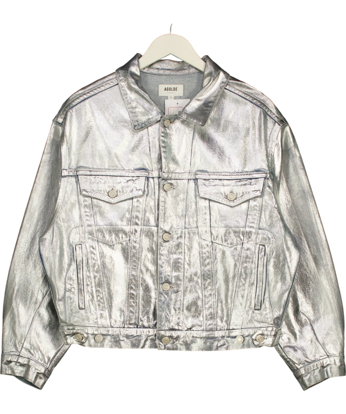 AGOLDE Charli Oversize Denim Jacket Blue  / Metallic UK S — Front