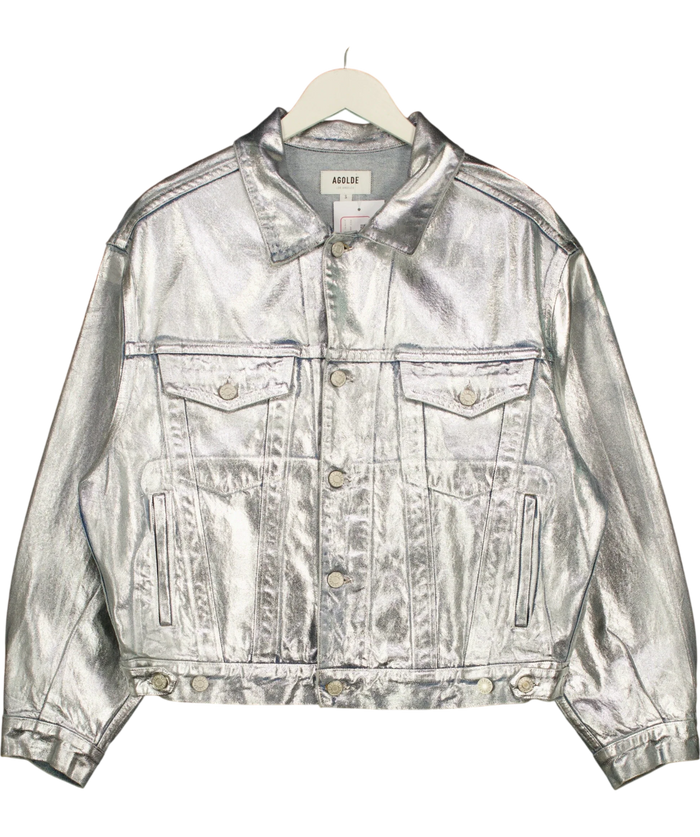 AGOLDE Charli Oversize Denim Jacket Blue  / Metallic UK S