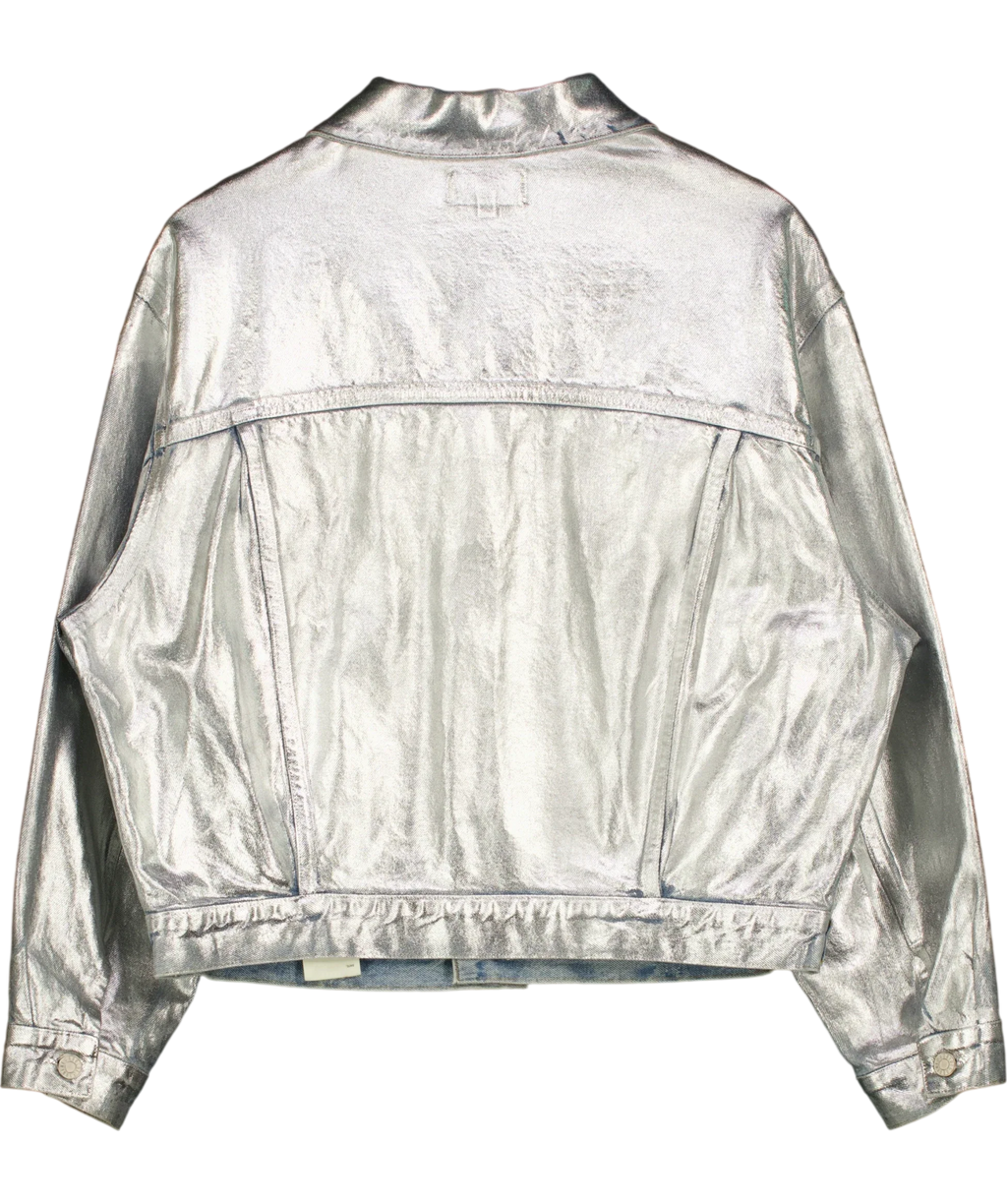 AGOLDE Charli Oversize Denim Jacket Blue  / Metallic UK S — Back