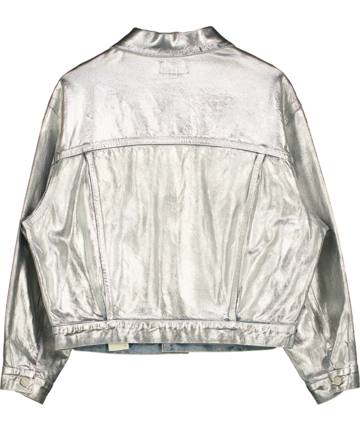 AGOLDE Charli Oversize Denim Jacket Blue  / Metallic UK S — Back