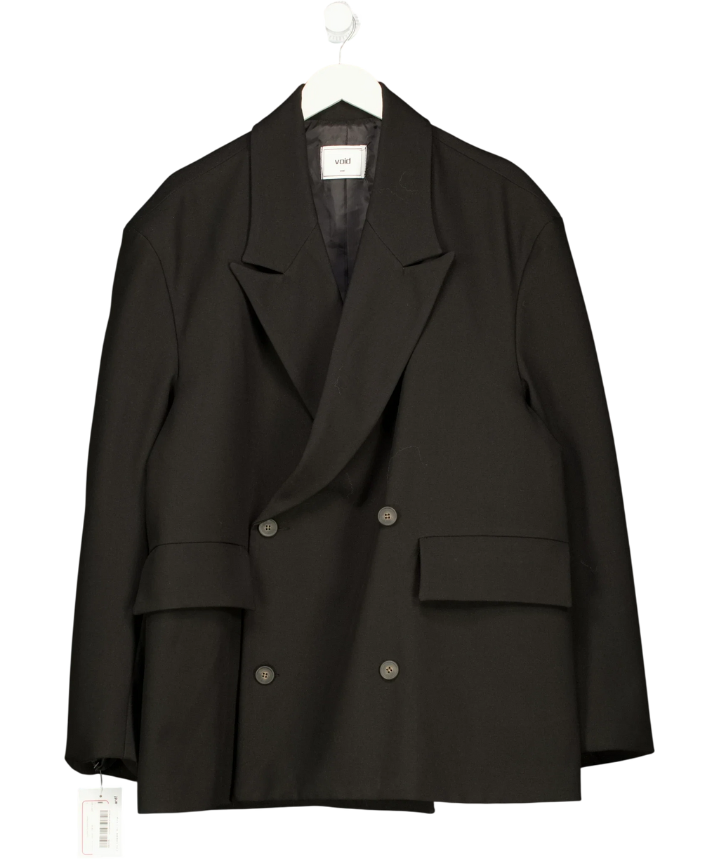 void Black oversized double-breasted black blazer, size UK XXL — front
