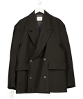 void Black oversized double-breasted black blazer, size UK XXL — front