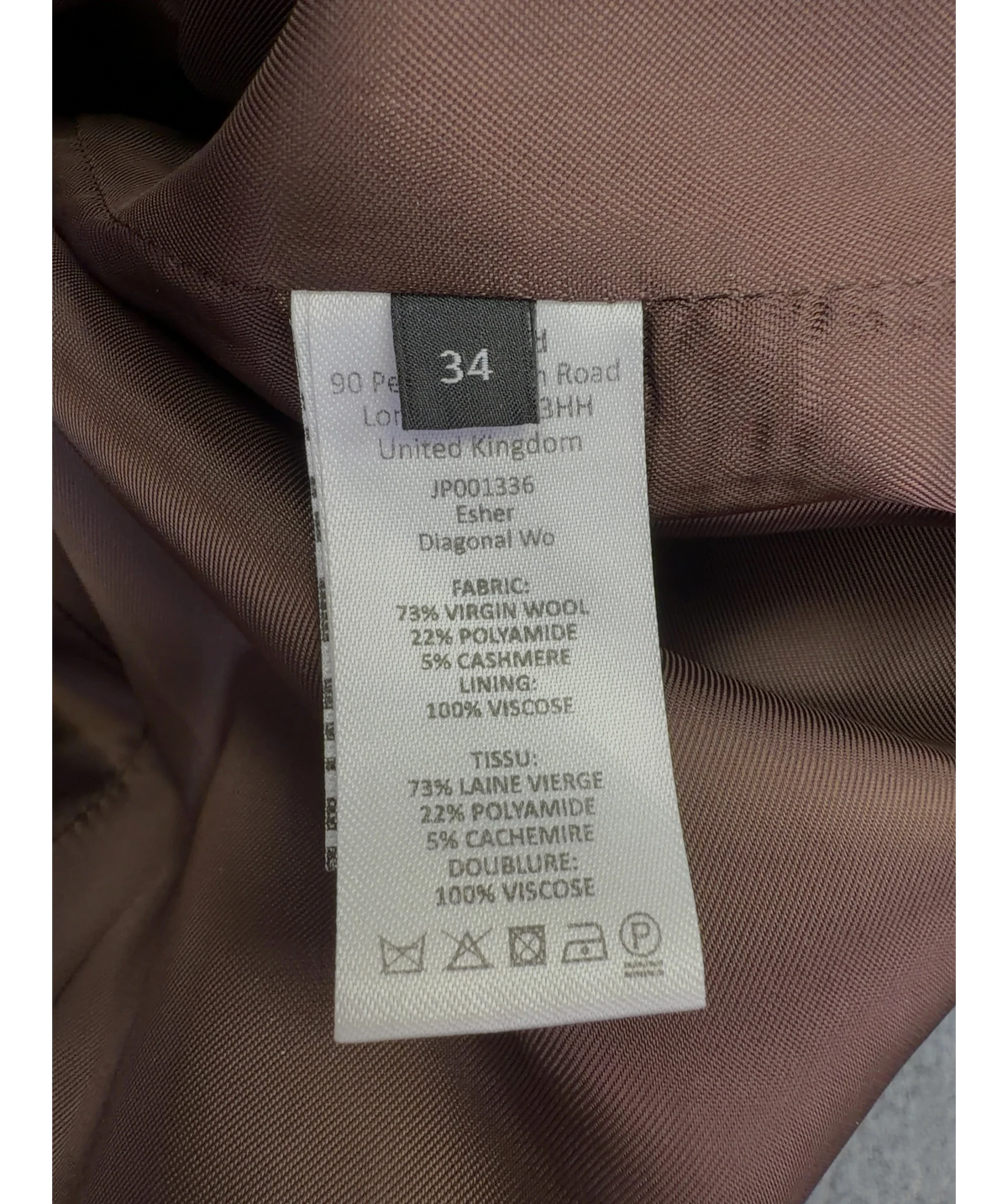 Joseph rust Esher-Coat-Diagonal Wo, size UK 6 — label