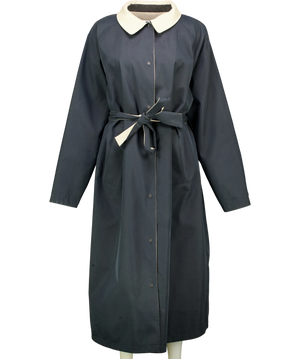 TALA Beige / Navy Blue Reversible Water Repellent Belted Trench Coat UK XL