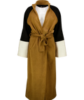 aqui tan color-block wrap coat, size UK S — front