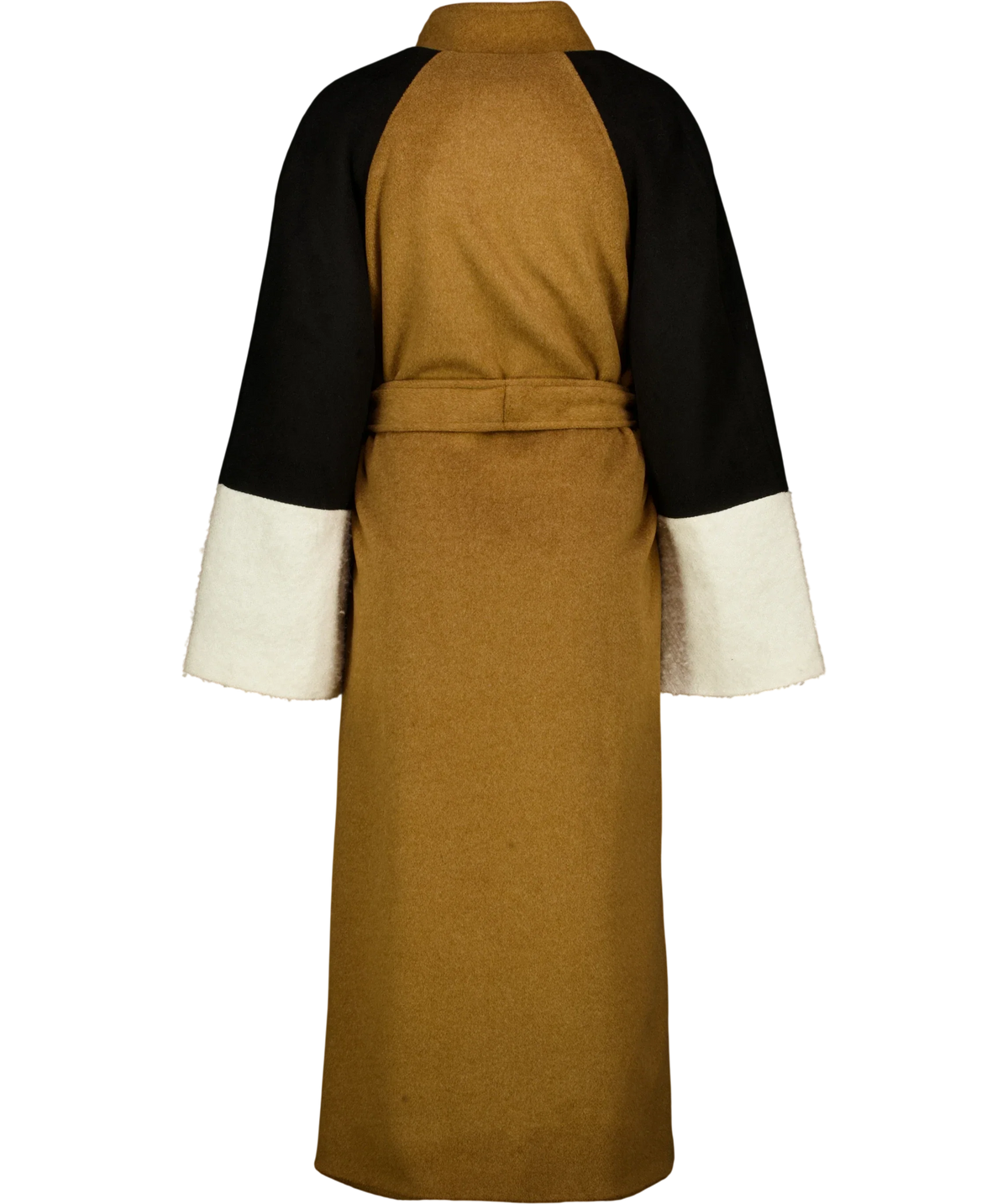 aqui tan color-block wrap coat, size UK S — back