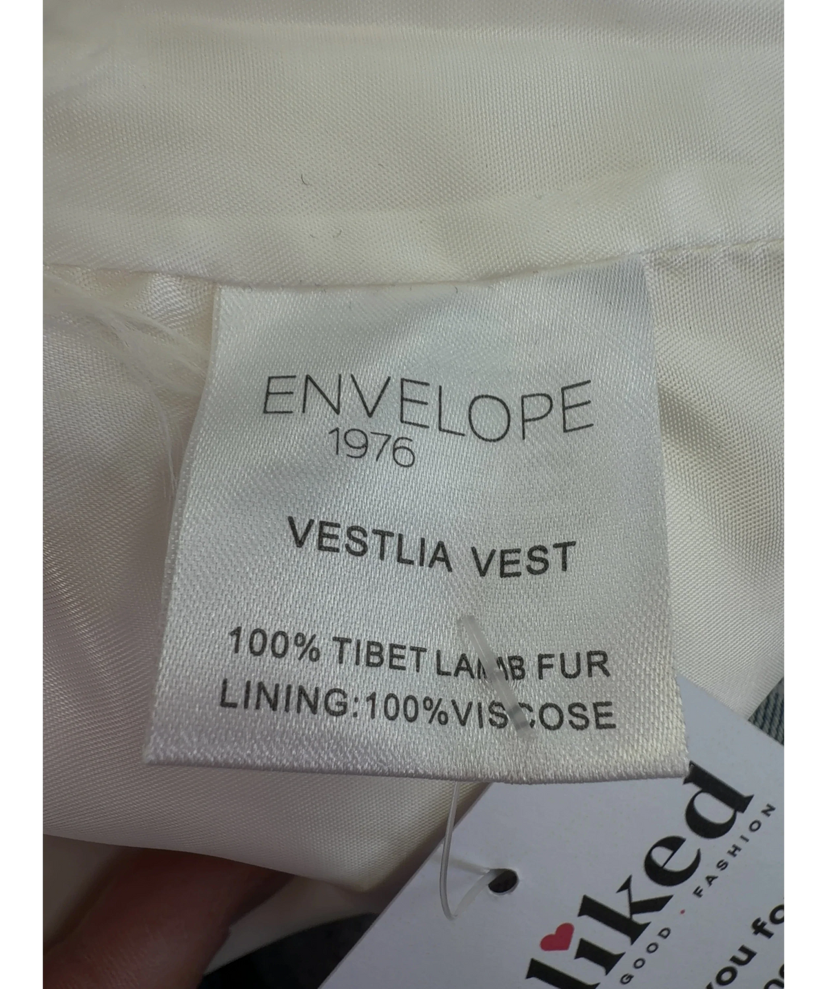 ENVELOPE 1976 Cream Vestlia Vest, size UK XS/S — label