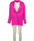 KAREN MILLEN Pink Satin Oversized Blazer, size UK 6 — front