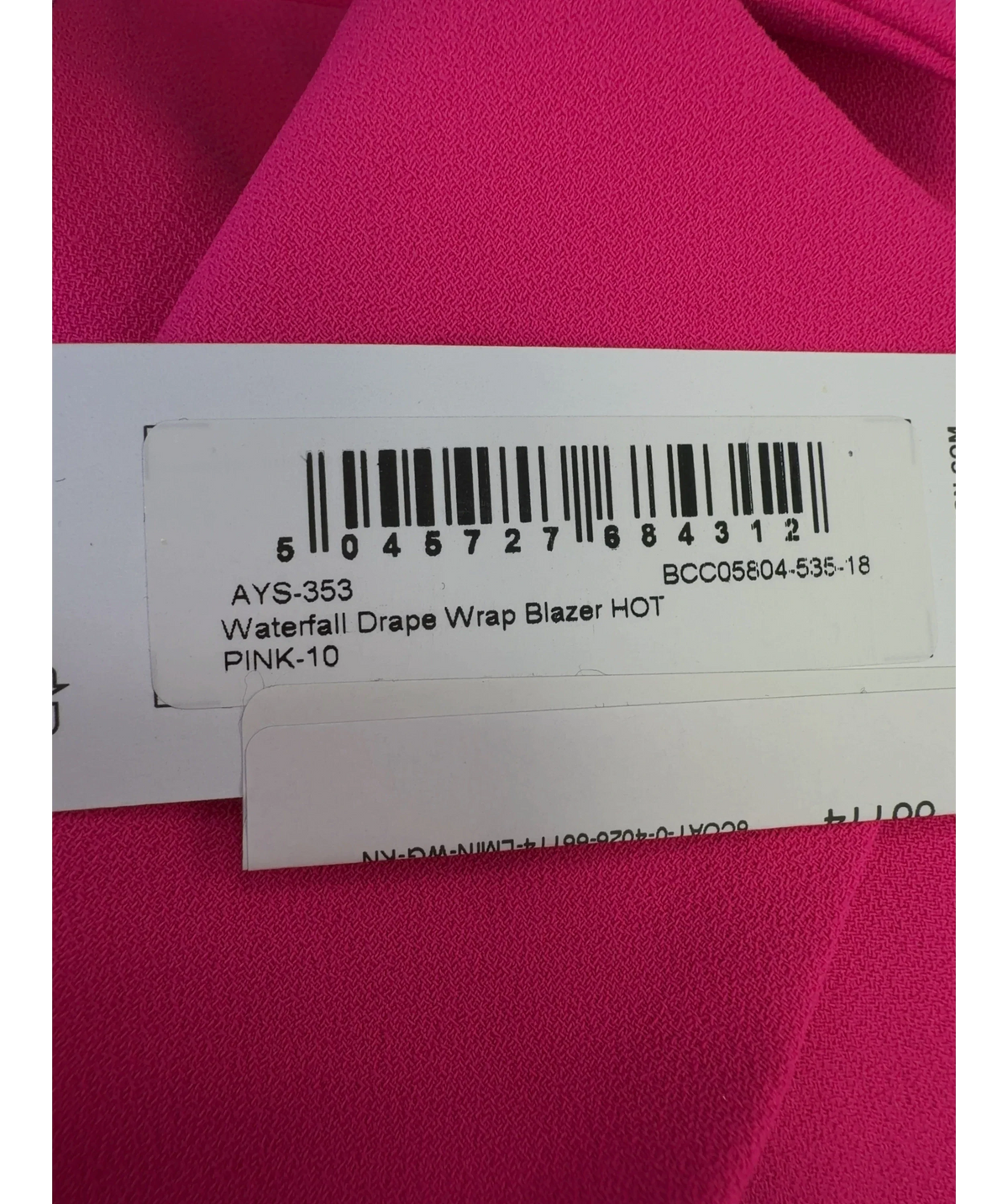 Coast Pink Waterfall Drape Wrap Blazer, size UK 10 — label