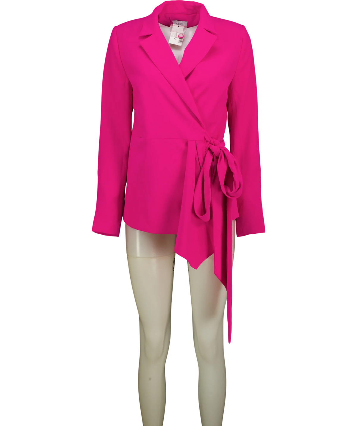 Coast Pink Waterfall Drape Wrap Blazer, size UK 10 — front
