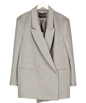 Bazilika Grey 100% Wool Oversize Double Breasted Blazer Coat