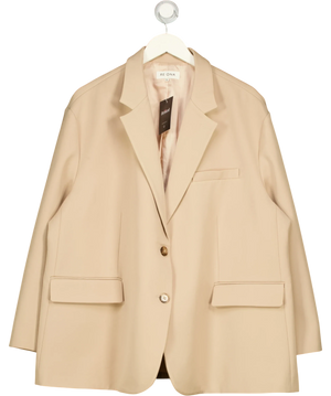 Re Ona Beige Notch Lapels Blazer UK M