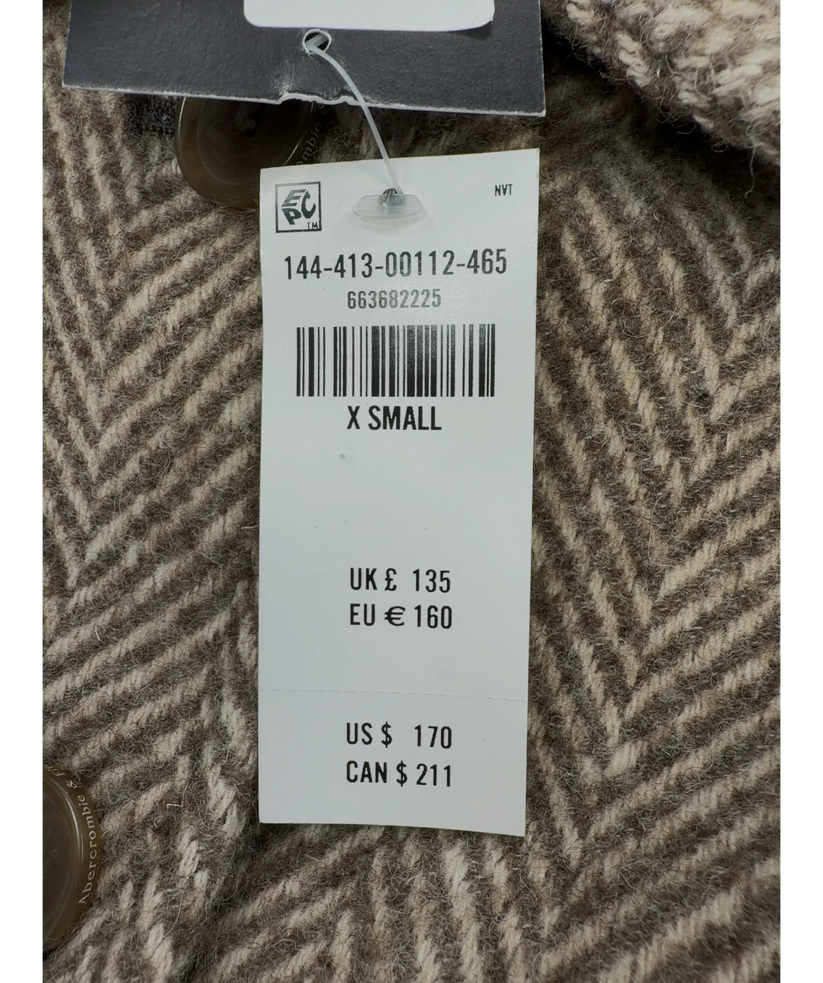 ABERCROMBIE & FITCH Brown Colour, size UK XS — care label