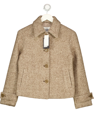 Abercrombie & Fitch Brown And Cream Herringbone Wool Blend Jacket UK XS