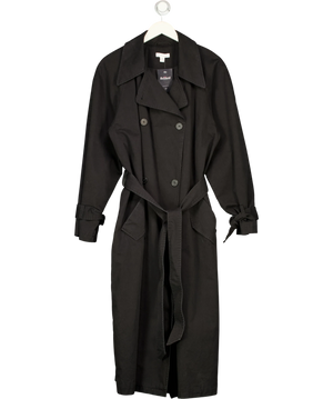 Topshop Black Double-Breasted Trench Coat UK 14