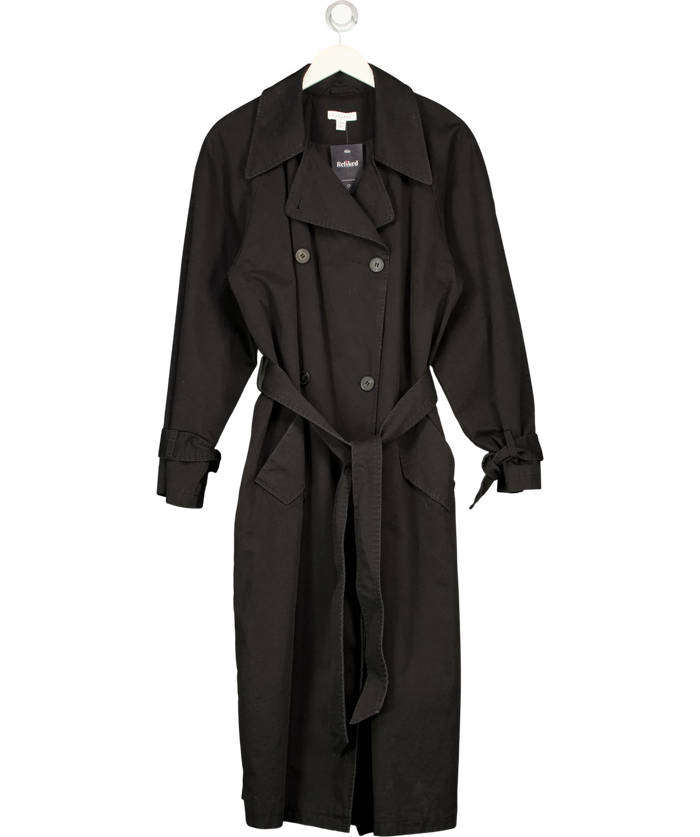 Topshop Black Double-Breasted Trench Coat UK 14