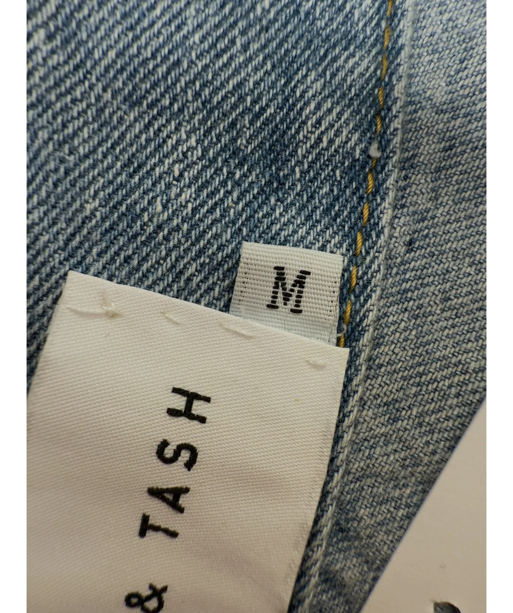 JANE & TASH Blue Blue Oversize Denim Jacket, size UK M — care label