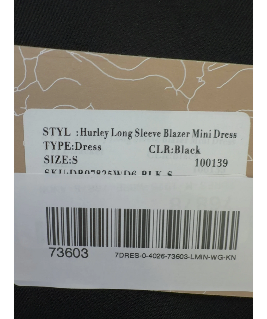 Meshki Black Hurley Long Sleeve Blazer Mini Dress, size UK S — care label