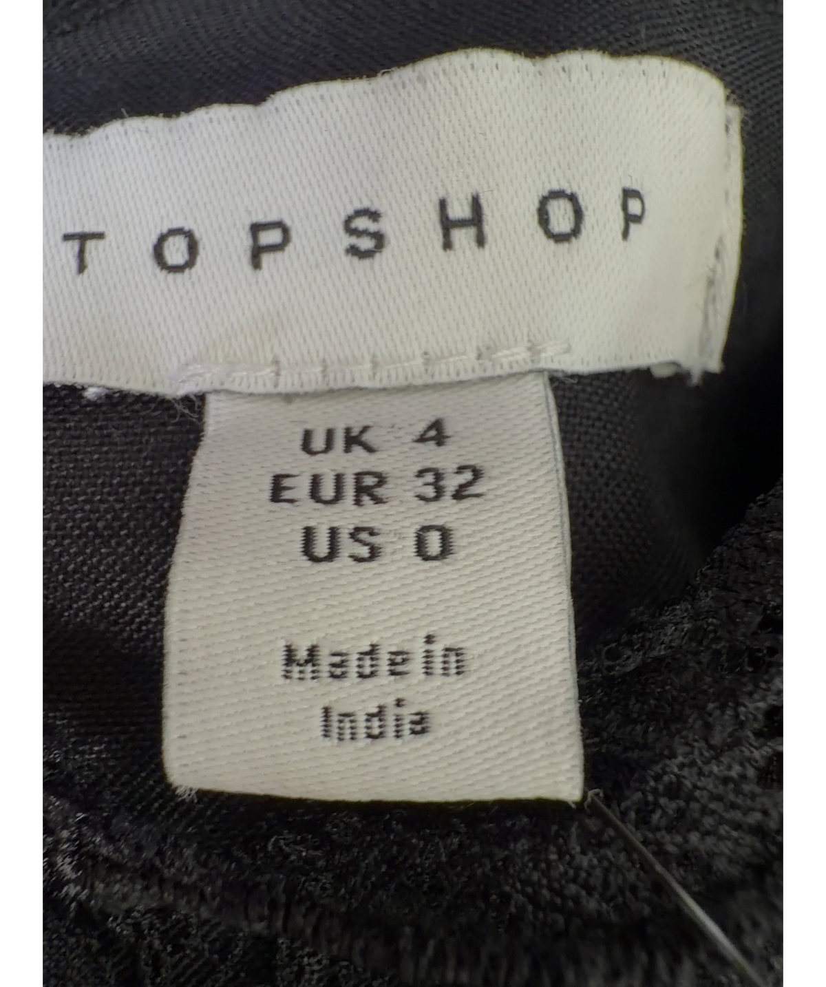 TOPSHOP Black Colour, size UK 4 — care label