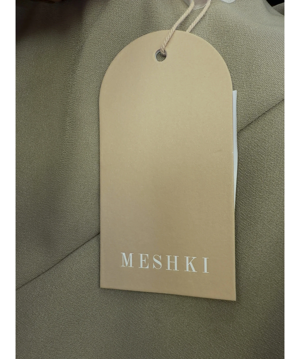 Meshki Beige Taylor Draped Crepe Maxi Dress, size UK XS — detail